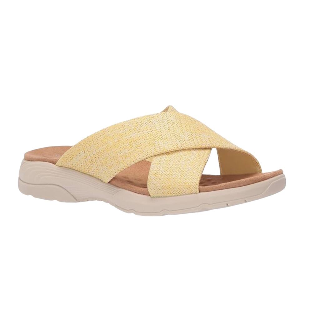 Easy Spirit Women's Taite Criss Cross Strap Slip On Sandals Yellow Size 6 1/2